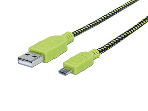 Cable Manhattan USB 2.0 Usb/Micro-B (M-M) de 1.8 m.  Color Negro/Verde.