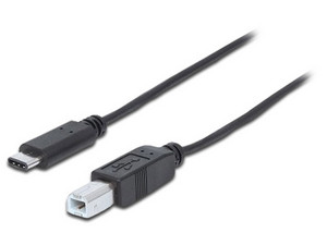 Cable Manhattan de alta velocidad USB 2.0 C macho/B macho de 2.0m. Color negro.