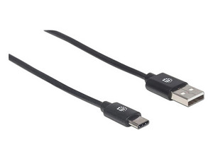 Cable USB Manhattan de USB-A a USB-C, 2m. Color negro.