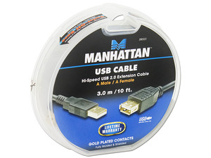 Extensión de cable USB 2.0 de Tipo A (M) a Tipo A (H), 3.0m.