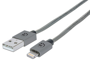 Cable Manhattan USB A 2.0 a Lightning de 8 Pines, 1m. Color Gris.