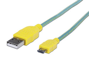 Cable Manhattan Micro USB tipo B (M) a USB tipo A (M) de 1m con recubrimiento texil.