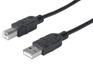 Cable Manhattan USB 2.0 a USB tipo B (M-M), 1.8m. Color Negro.
