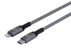 Cable Manhattan USB-C a Lightning (M-M), 1m. Color Gris.