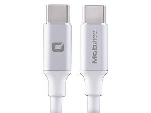 Cable USB-C Mobifree (macho a macho) de 1 metro, color blanco.