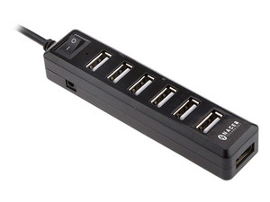 Hub USB Naceb NA-0120 de 7 Puertos (Convierte 1 puerto USB en 7). Color Negro
