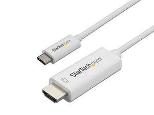 Cable adaptador StarTech USB-C a HDMI, 4K de 3m. Color blanco.