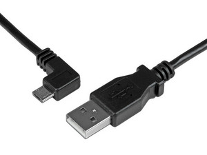 Cable de  Micro USB con conector acodado a la izquierda, 1 m.