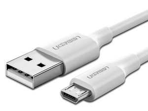 Cable de datos UGREEN de USB 2.0 a Micro USB, 2m de longitud. Color Blanco.