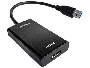 Adaptador de video Vorago ADP-204 USB 3.0 a HDMI y 3.5mm. Color Negro.