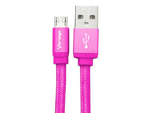 Cable Vorago de USB a Micro-USB (M-M), 1m. Color Rosa.