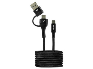 Cable Vorago CAB-126-BK, USB-C a USB 2.0 y USB-C de 1 metro. Color Negro.