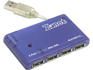 Hub USB Zonet de 4 Puertos (Convierte 1 puerto USB en 4).