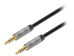 Cable de Audio Manhattan estéreo de 3.5 mm (M-M), 2m. Color Negro.