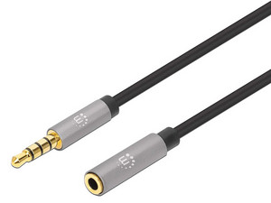Cable Extensión de Audio Estéreo Manhattan de 3.5mm M-H, 1m.