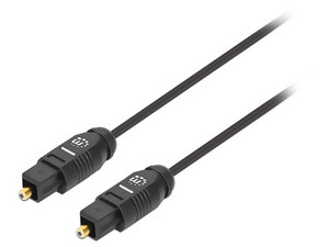 Cable de audio digital óptico Toslink S/PDIF macho, 1m. Color Negro.