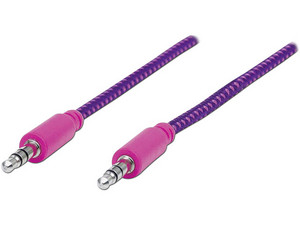 Cable de audio Manhattan estéreo de 3.5 mm (M-M), 1m. Color Rosa.