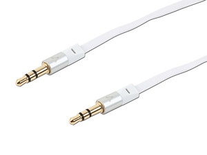 Cable de Audio plano VORAGO estéreo de 3.5 mm (M-M), 1.0m. Color Blanco.