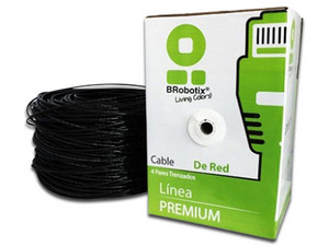 Bobina de Cable Brobotix Cat5e (UTP) Caja con 100 m, Negro, 24 AWG.