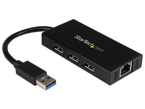 Hub USB 3.0 de Aluminio con Cable, Concentrador de 3 Puertos USB con Adaptador de Red Ethernet Gigabit