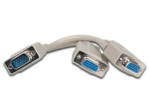 Cable Y para VGA Brobotix, HD15 macho a 2 x HD15 hembra, 20 cm (conecta 2 monitores VGA en un solo puerto).