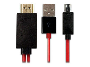Cable de video Brobotix HDMI (M) a USB/Micro-USB (M-M). Color rojo/negro.