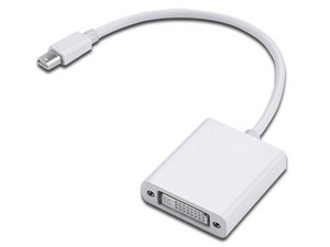 Adaptador Mini DisplayPort (Macho) a DVI-I (Hembra). Color Blanco.