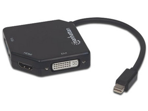 Adaptador 3 en 1 Mini DisplayPort (Macho) a VGA, HDMI, DVI, 4K.