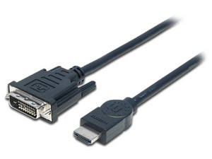 Cable adaptador convertidor Manhattan de HDMI (macho) a DVI-D (macho), 3m. Color negro.
