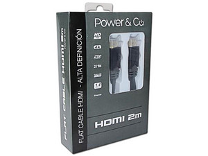 Cable plano HDMI Power&Co Full HD de 2m. Color Gris.