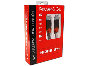 Cable plano HDMI Power&Co Full HD de 2m. Color Rojo.