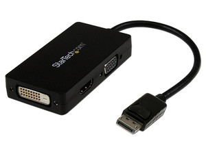 Convertidor de DisplayPort a VGA, DVI o HDMI, una solución compacta 3 en 1.