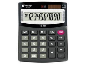 Calculadora Semi Escritorio Nextep, 10 dígitos, batería solar, Color Negro.