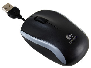 Mini Mouse Logitech M125 Óptico, retráctil USB. Color Negro