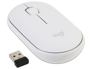 Mouse inalámbrico Logitech Pebble M350, Batería recargable, Receptor USB, Bluetooth. Color Blanco.