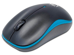 Mouse Óptico Inalámbrico Manhattan succes, Resolución ajustable hasta 1000 dpi, 2.4 GHz, USB. Color Negro/Azul.