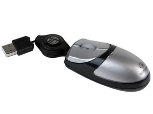 Mini Mouse Targus Óptico (OEM), Cable Retráctil USB. Color Plateado/Negro
