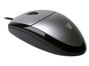 Mouse óptico V7 MV3000010-5NC de hasta 1,000 dpi, USB. Color Negro/Plata.