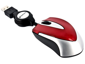 Mini Mouse Verbatim GO MINI Óptico, Cable Retráctil, USB.