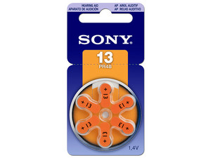 Paquete de 6 baterías Sony Pr13-D6a auditivas +C+ de 1.4V.