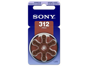 Paquete de 6 baterías Sony PR312-D6A auditivas de 1.4V.