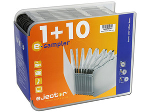 E-Sampler de 10 e-slimcases con e-clip Ejector para almacenar CDs/DVDs. Color Negro