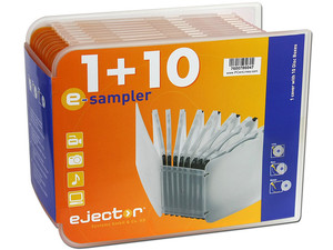 E-Sampler de 10 e-slimcases con e-clip Ejector para almacenar CDs/DVDs. Color Naranja