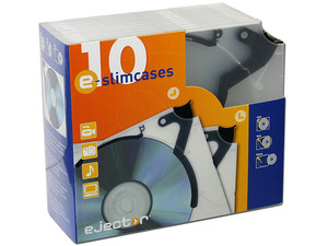 Paquete de 10 e-slimcases Ejector para almacenar CDs/DVDs. Color Negro