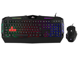 Kit de teclado y mouse gamer Yeyian Phoenix 1000, iluminación RGB, USB. Color Negro.