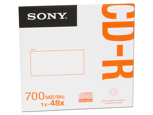CD-R SONY de 700MB, 80Min., 48X, 1 pieza.
