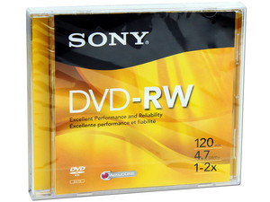 DVD-RW Sony, 4.7GB, 2X, 1 pieza.