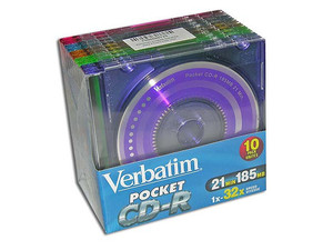 Paquete Verbatim de 10 Pocket CD-Rs (Mini-CDs) de 21Min/185MB, 32X