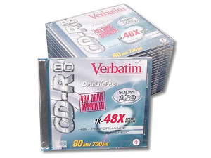 Paquete de 20CDs Verbatim 700MB/80MIN/48X (SLIM CASE)