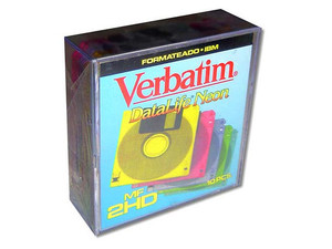 Caja de 10 Diskettes Verbatim, formateados 3 1/2pulg. Colores NEON